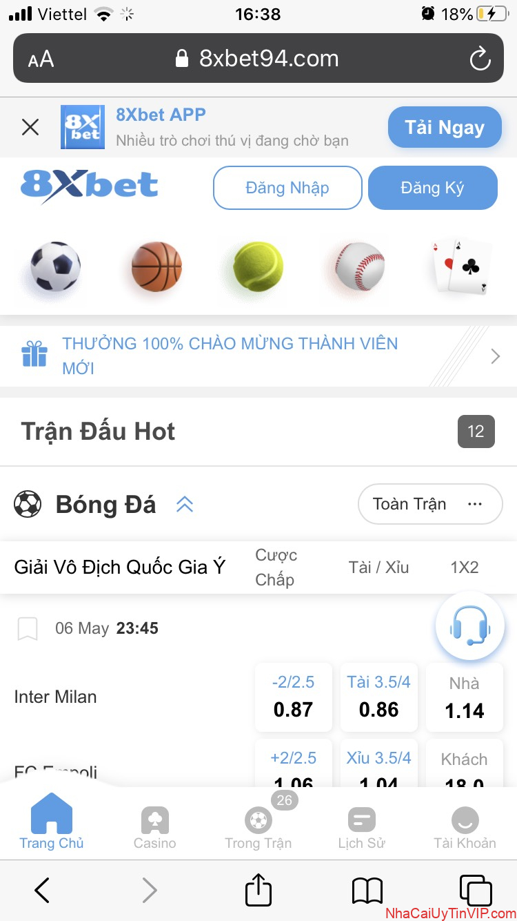 Truy cập website 8xbet