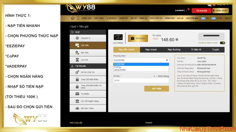 Hình thức 1: Nạp tiền nhanh