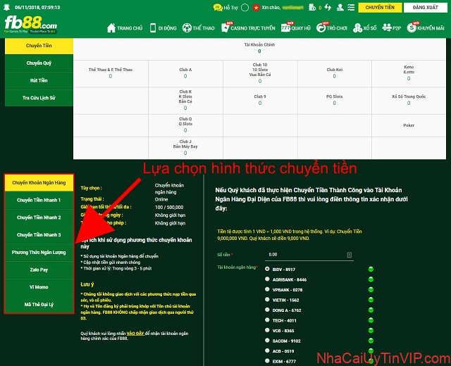 Nhà cái FB88 triển khai nhiều cách nạp tiền cho người chơi