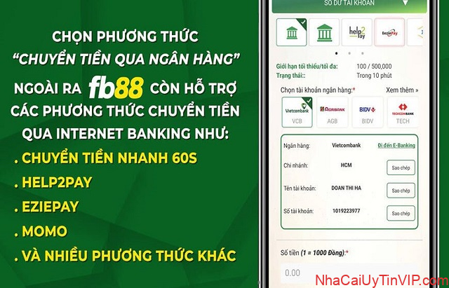 Hướng dẫn nạp tiền vào FB88 bằng nhiều phương thức khác nhau