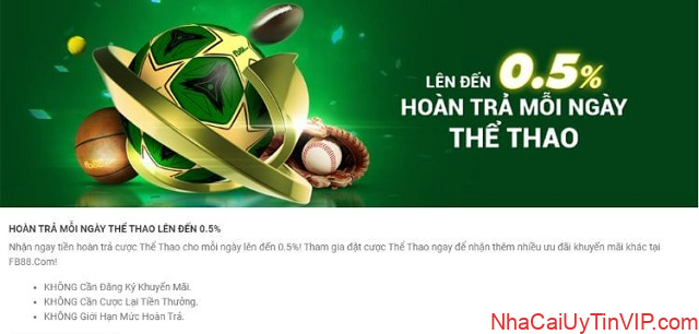 Khuyến mãi hoàn trả thể thao FB88