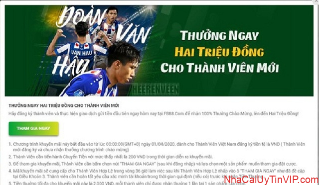 Món quà đầu tiên thành viên mới của nhà cái sẽ nhận được 2 triệu đồng